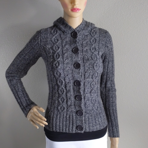 Vanity Sweaters - Vanity Gray Hoodie Cardigan Size Small